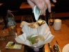 Pouring shabu shabu broth