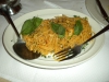 Spaghetti parmigiana with brandy