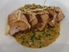 Pork loin with flageolet beans