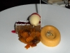 Spice cake with pumpkin flan
