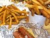 Tasteless fries, split hot dog