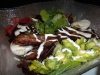 Big pieces of bacon and greens