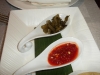 Pickled vegetables, siracha sauce