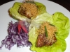 Miso cod with foie in lettuce cups