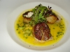 Sea scallops with edamame succotash