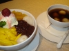 Shaved ice with red beans and mango
