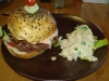 Hamburger with orzo salad